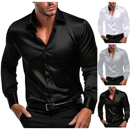 Herren Elegantes Langarmhemd aus feinem Stoff R&B
