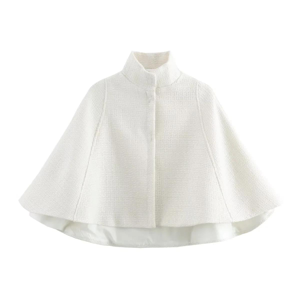 Damen elegante Umhangjacke aus strukturiertem GewR&Be R&B