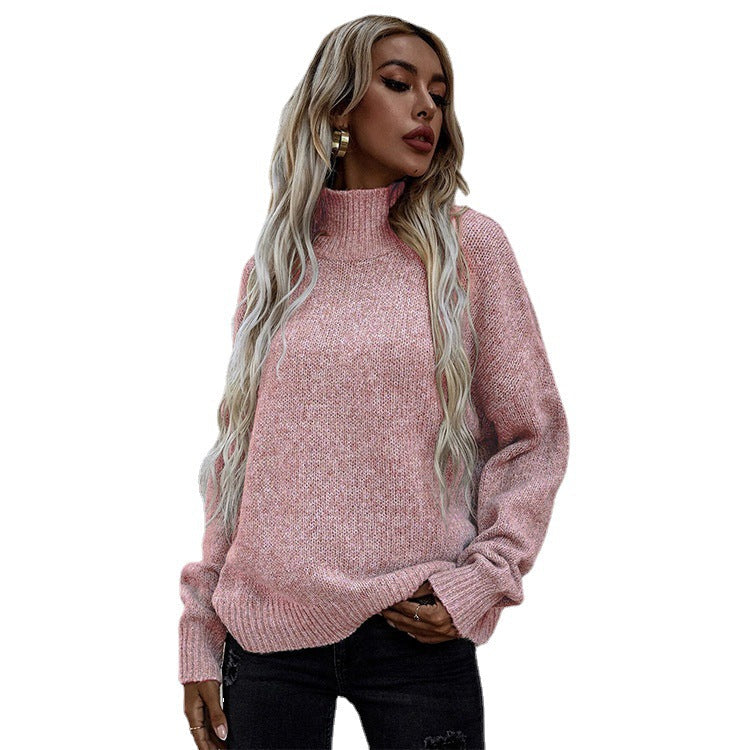 Damen gemütlicher Rollkragenpullover aus hochwertiger Strickware R&B