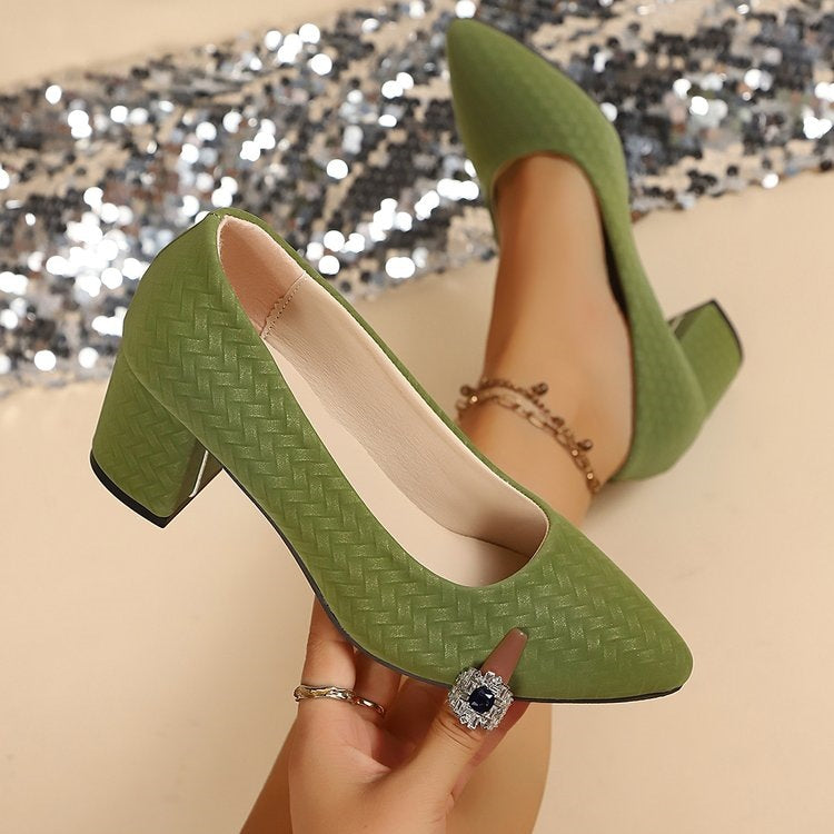 Damen Elegante Blockabsatz-Pumps mit strukturierter Oberfläche R&B