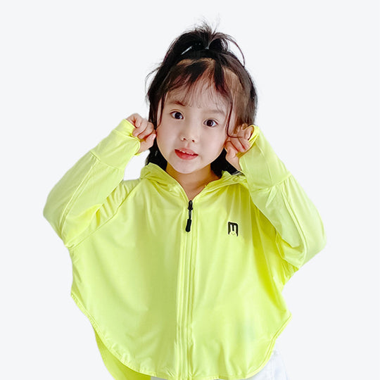 Unisex nan UV-Schutz Kapuzenjacke für Kinder mit integrierter Gesichtsmaske und Daumenlöchern  R&B