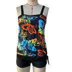 Damen Tankini mit modischem Blumenmuster und regulierbaren Trägern R&B