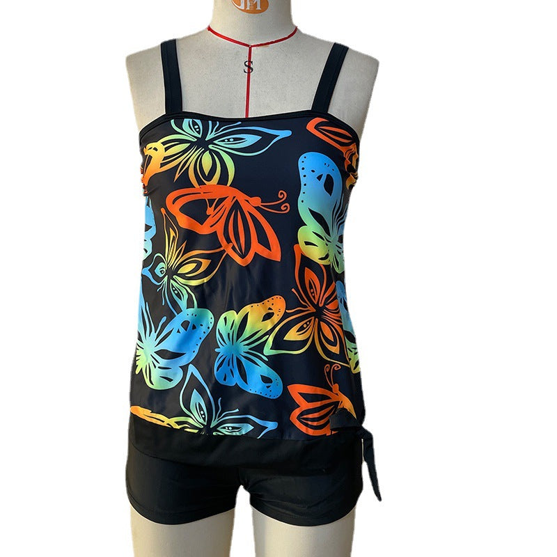 Damen Tankini mit modischem Blumenmuster und regulierbaren Trägern R&B