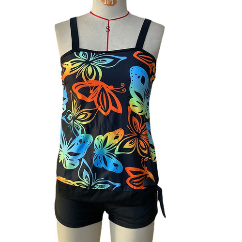 Damen Tankini mit modischem Blumenmuster und regulierbaren Trägern R&B