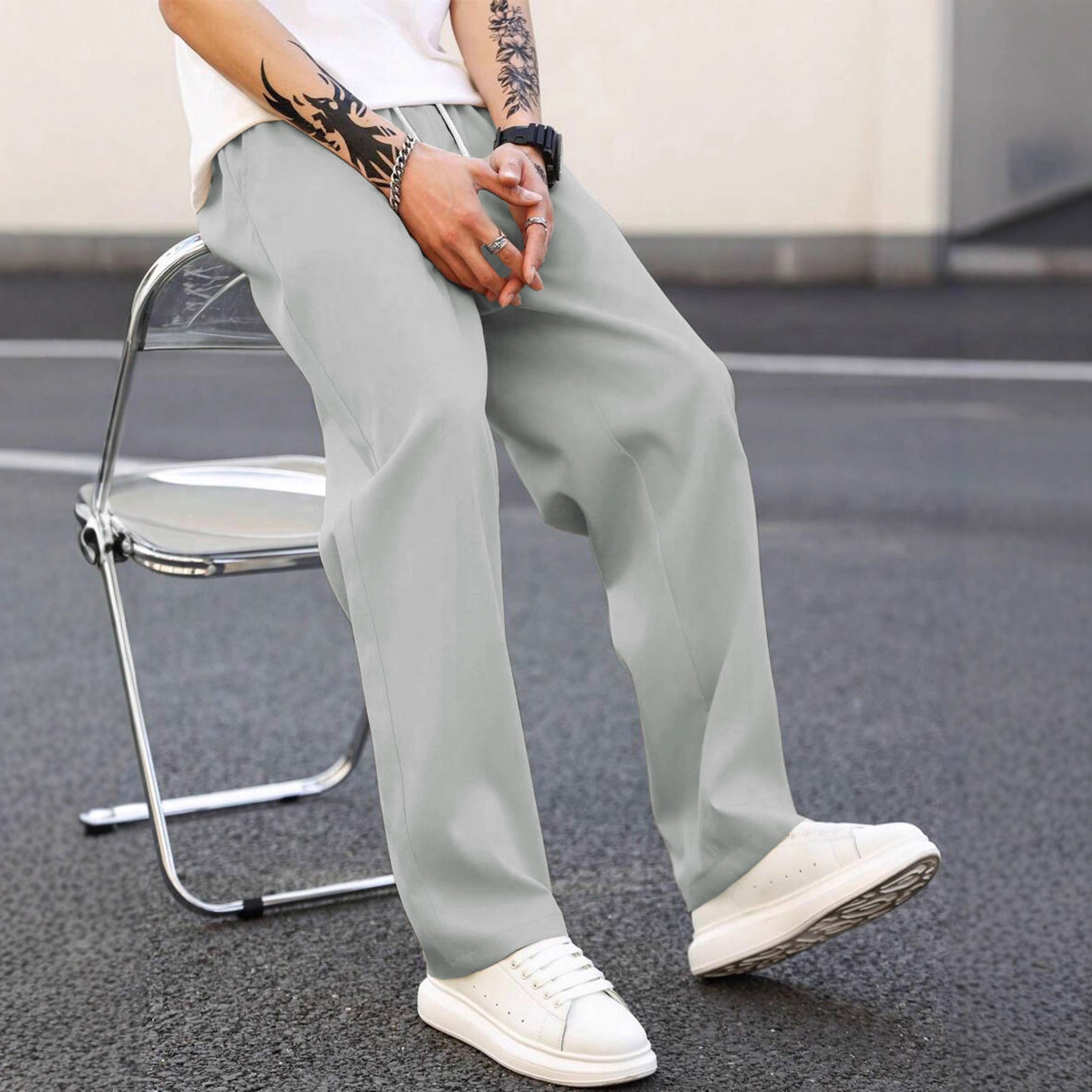 Herren modische Freizeithose mit weiter Passform und elastischem Bund R&B