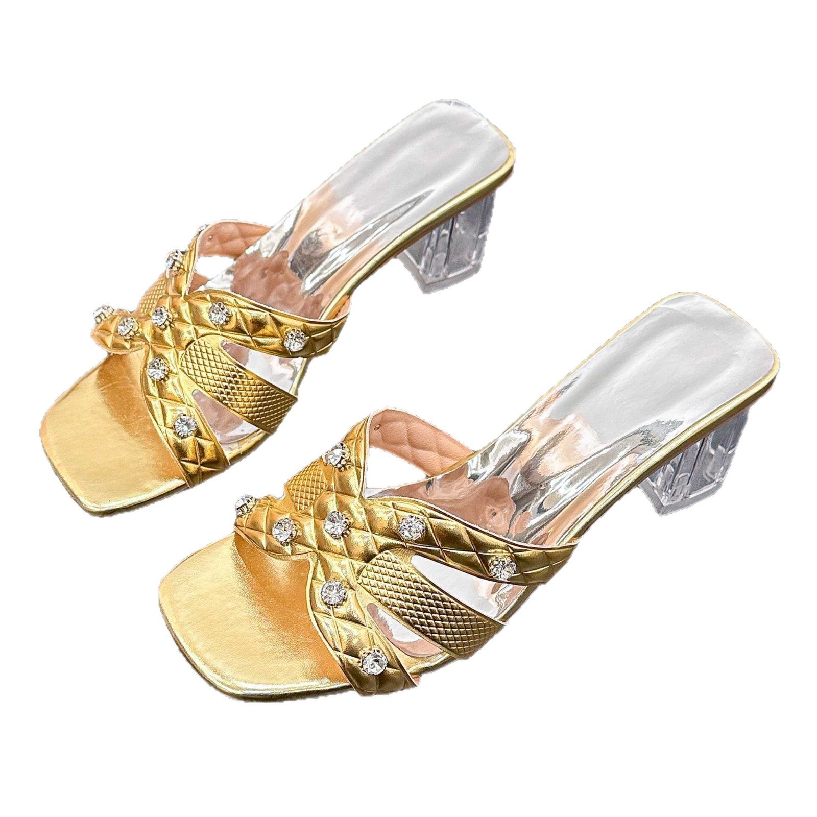 Damen Offene Absatzsandalen mit funkelnden Strassdetails R&B