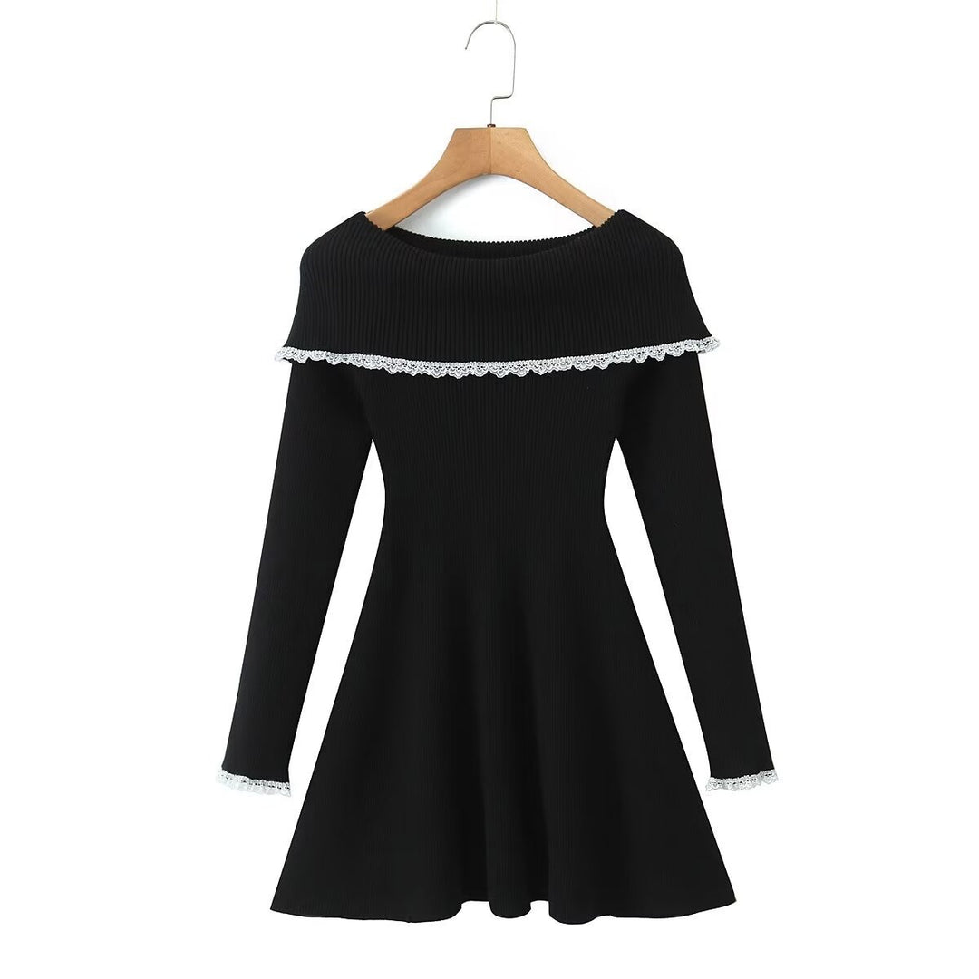 Damen Kleid mit abnehmbarem Spitzenkragen R&B