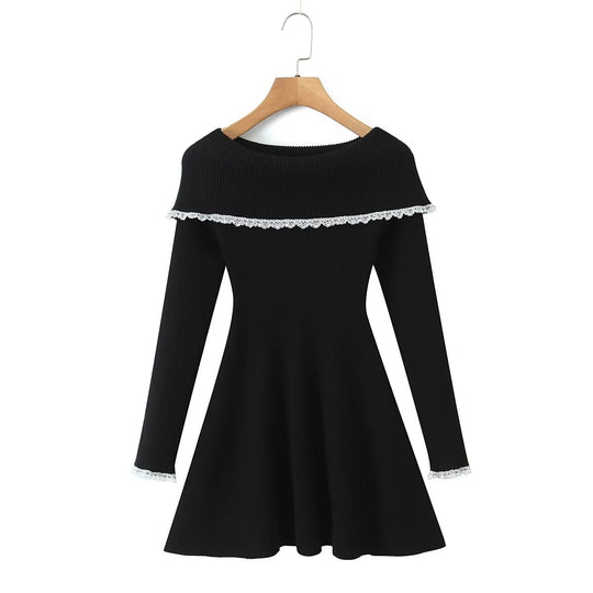 Damen Kleid mit abnehmbarem Spitzenkragen R&B