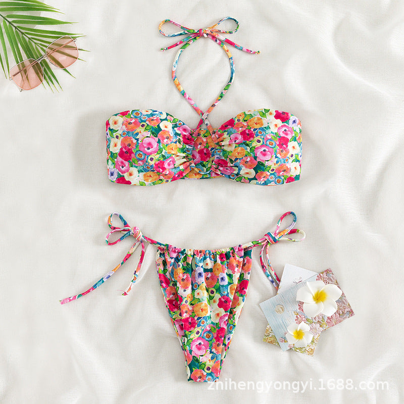 Damen Bandeau-Bikini mit verspieltem Blumendesign R&B