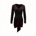 Damen Wickelkleid mit langem Arm und eleganten Drapierungen