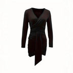 Damen Wickelkleid mit langem Arm und eleganten Drapierungen