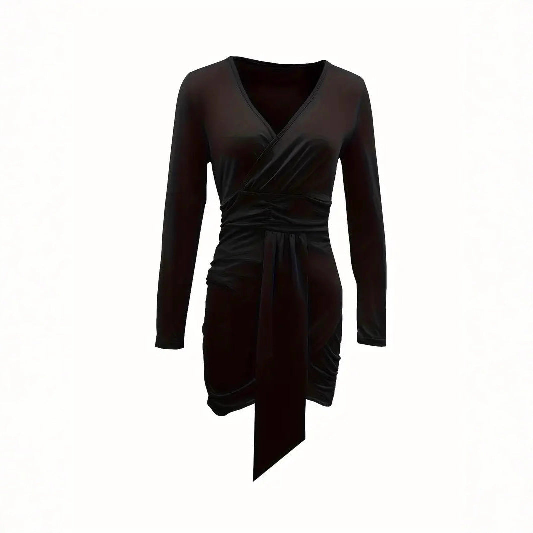 Damen Wickelkleid mit langem Arm und eleganten Drapierungen