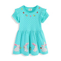 Mädchen Kurzarm Kleid mit verspieltem Hasen- und Blumenmotiv R&B