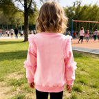 Mädchen Sweatshirt mit glänzendem Schmetterlingsmotiv und Rüschendetails R&B