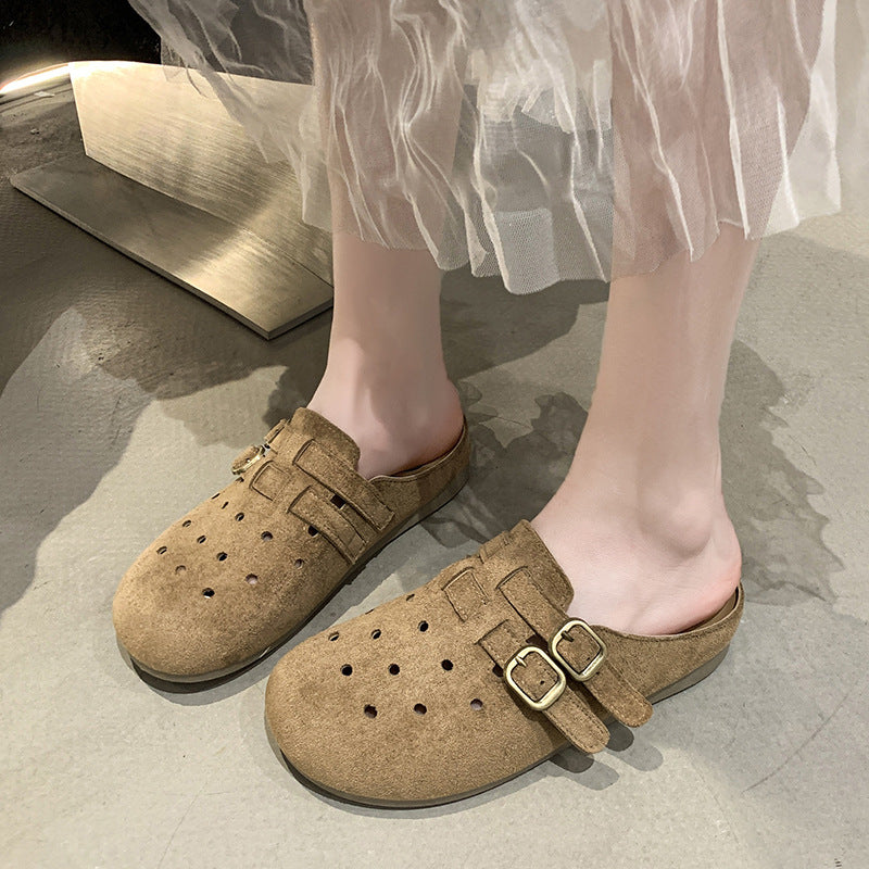 Damen bequeme Clogs mit doppeltem Schnallenverschluss R&B