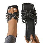 Damen Glitzernde Slipper mit modischem Schleifen-Design und rutschfester Sohle R&B