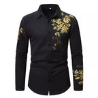 Herren Langarmhemd mit floralem Design R&B