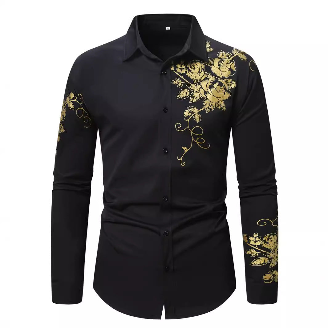 Herren Langarmhemd mit floralem Design R&B