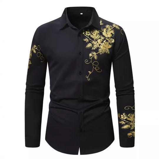 Herren Langarmhemd mit floralem Design R&B