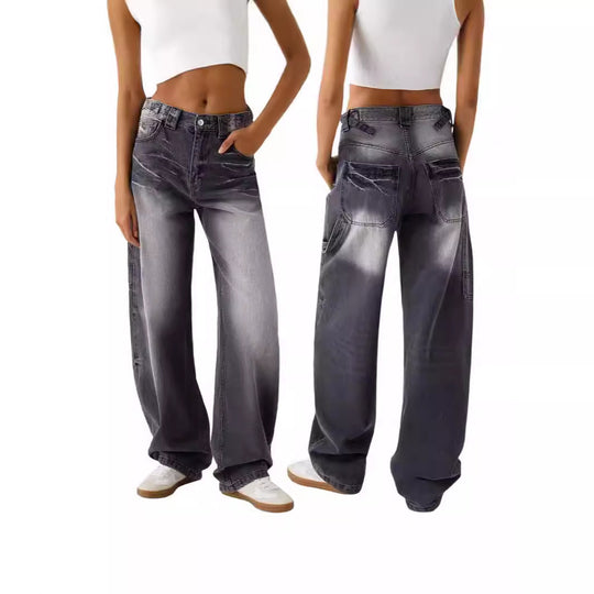Damen weite High-Waist Jeans mit elegantem Schnitt und lässigem Design R&B