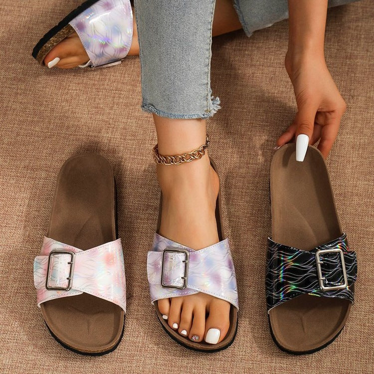 Damen Komfortable Riemchen-Sandalen mit modischem Schnallen-Design R&B