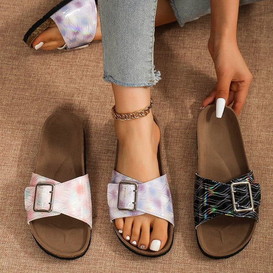 Damen Komfortable Riemchen-Sandalen mit modischem Schnallen-Design R&B