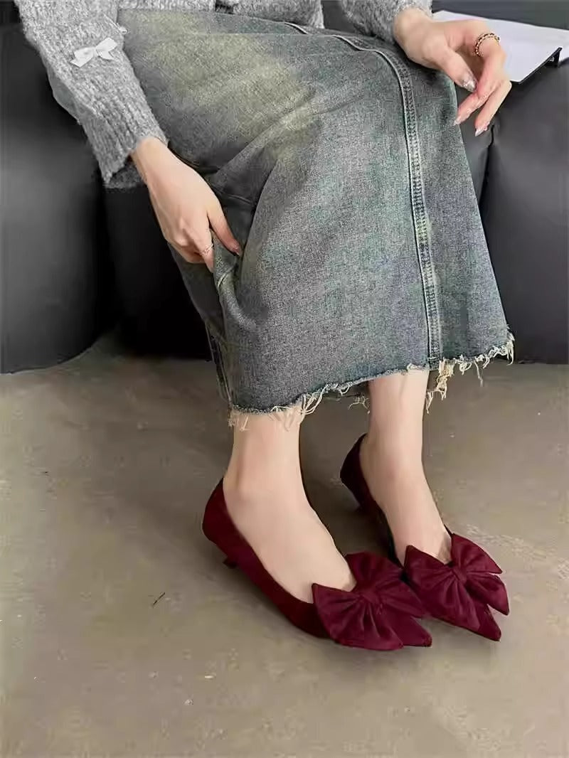 Damen elegante Pumps mit verspielten Schleifenverzierungen R&B