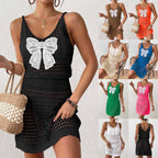 Damen Netz-Strandkleid mit großer Schleifen-Applikation R&B