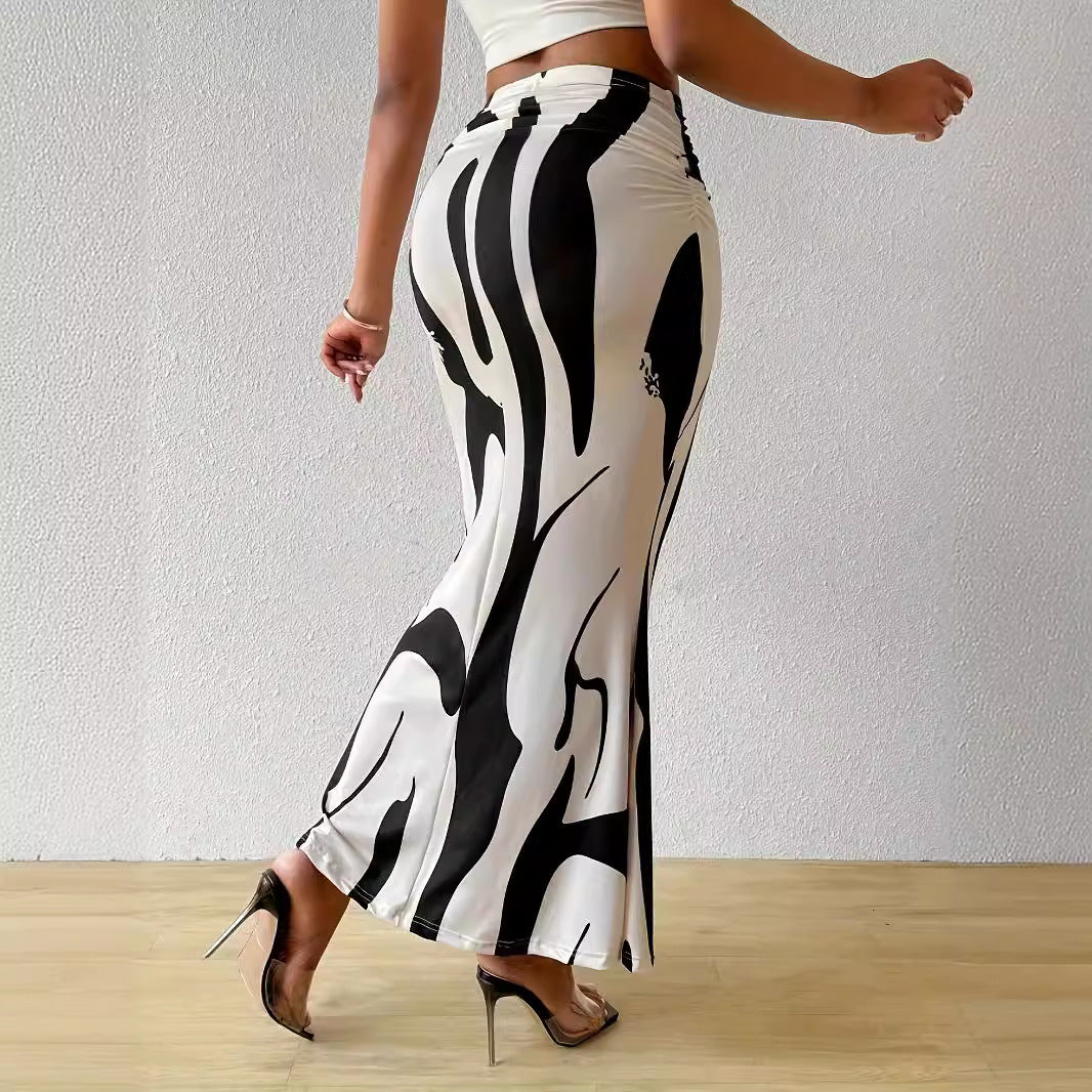 Damen Eleganter Maxirock mit modernem Muster und elastischem Bund R&B