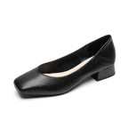 Damen elegante Ballerinas mit quadratischer Kappe und komfortablem Blockabsatz