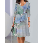 Damen Fließendes Blumenkleid mit eleganter Farbverlaufsgestaltung R&B