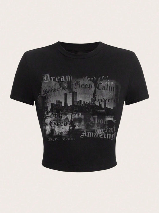 Damen Kurzarm T-Shirt mit auffälligem Motorrad-Design R&B