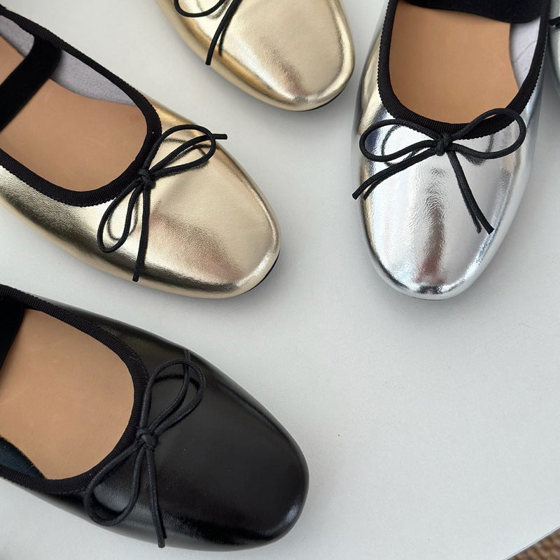 Damen Ballerinas mit Glanz-Finish und elastischem Einschlupf