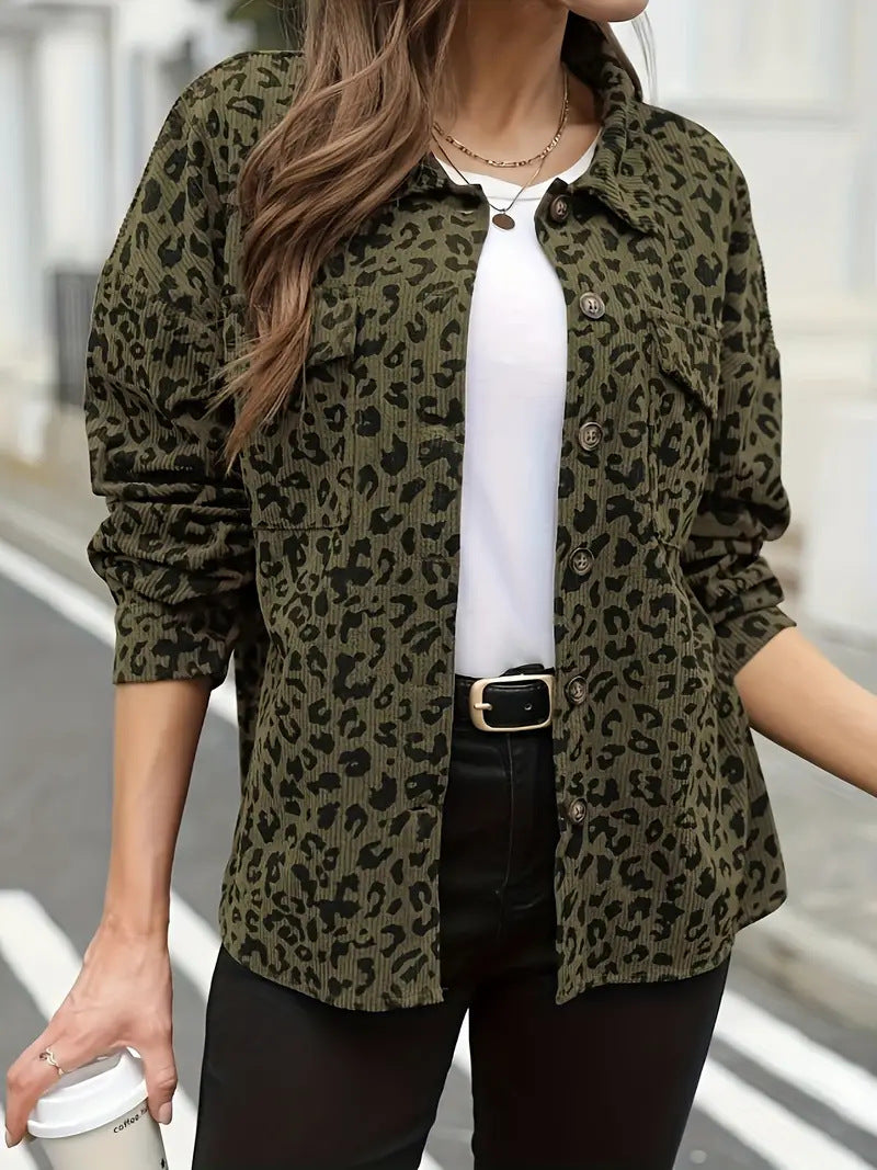Damen Flanelljacke mit Leopardenmuster R&B