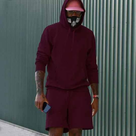 R&B Herren Hoodie-Shorts-Set mit Kängurutasche