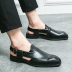 Damen elegante Leder-Mokassins mit verstellbarem Riemen R&B