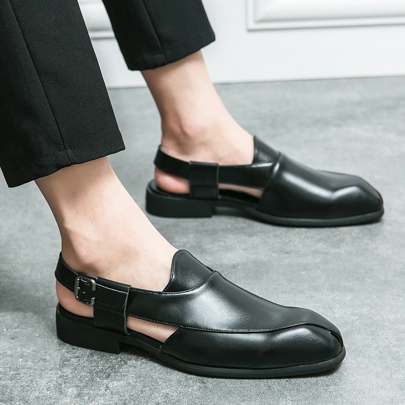 Damen elegante Leder-Mokassins mit verstellbarem Riemen R&B