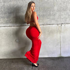 Damen Figurbetontes Maxikleid mit asymmetrischem Schnitt und raffinierten Rüschendetails R&B