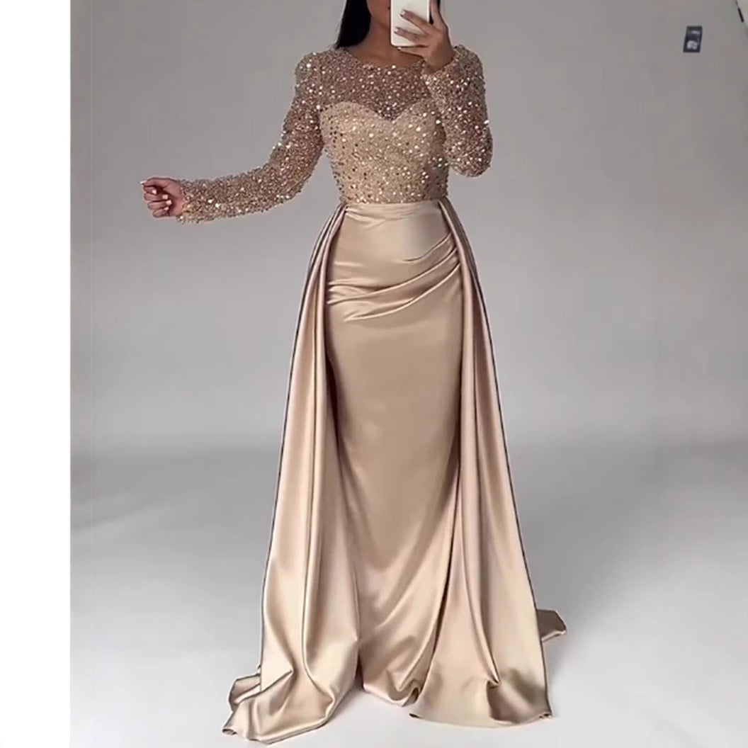 Damen Elegantes Abendkleid mit Glitzerdetails und fließendem Stoff EB
