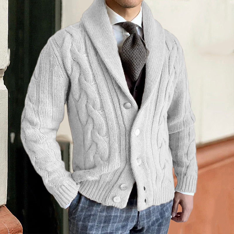 Herren Strickjacke mit modernen Zopfmuster R&B