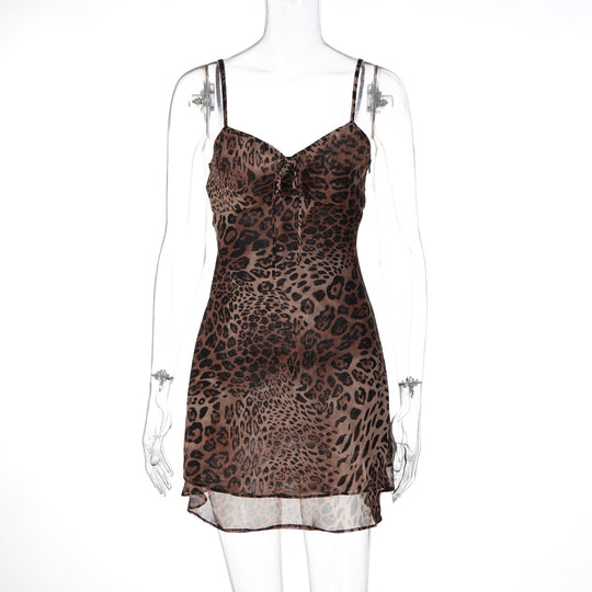 Damen Nachtkleid mit tierischem Muster und zartem Spaghettiträgerschnitt R&B