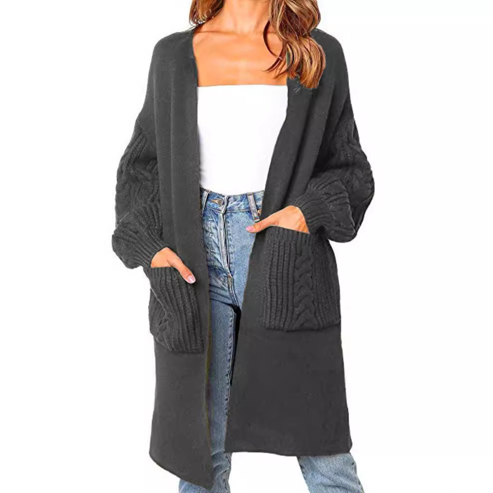 Damen Großer Strickcardigan mit voluminösen Ärmeln und praktischen Taschen R&B