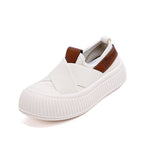 Damen modische Slip-On Sneakers mit elastischem X-Design und rutschfester Sohle R&B