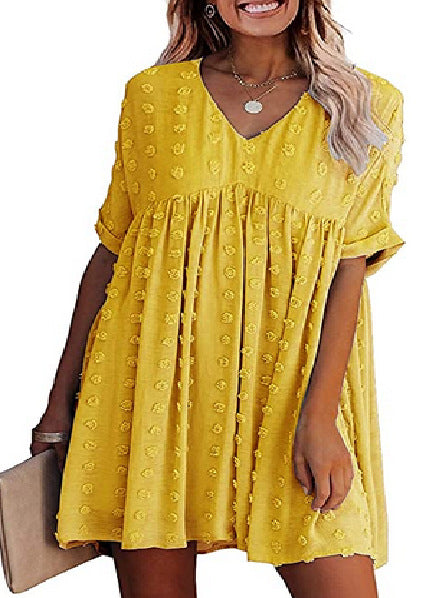 R&B | Locker Sitzendes Kurzärmliges Weites Taillenkleid