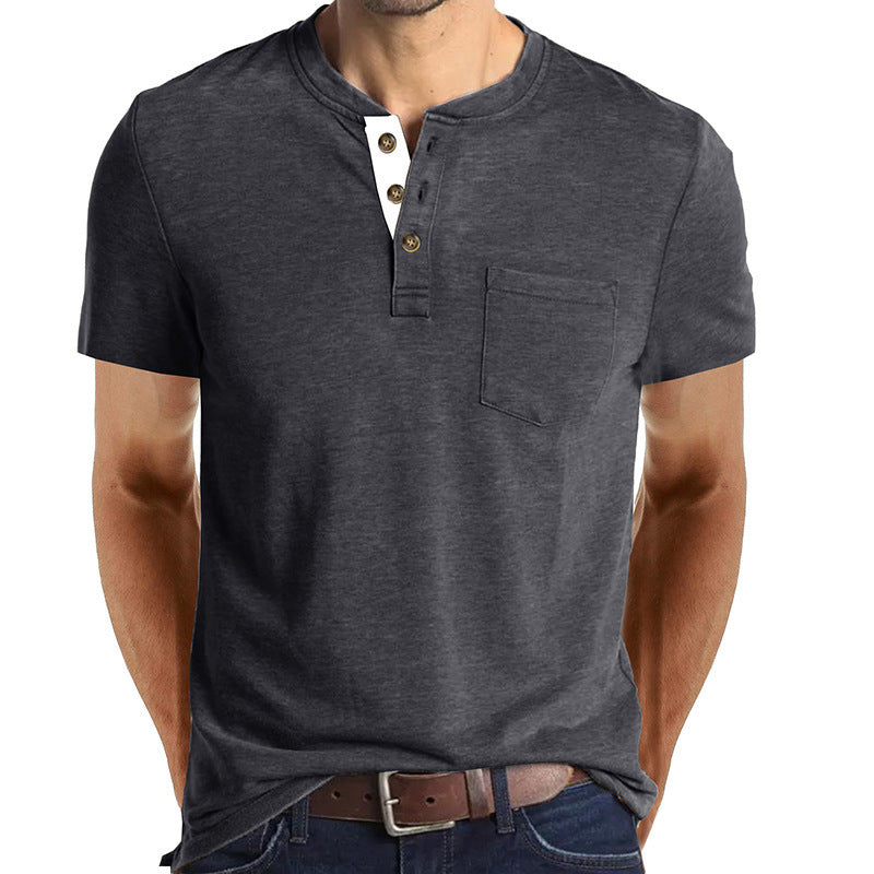 Herren T-Shirt mit strukturiertem Kragen und Brusttasche R&B