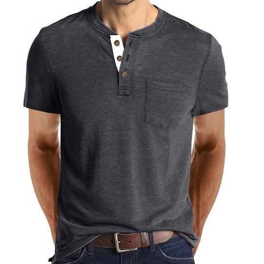 Herren T-Shirt mit strukturiertem Kragen und Brusttasche R&B