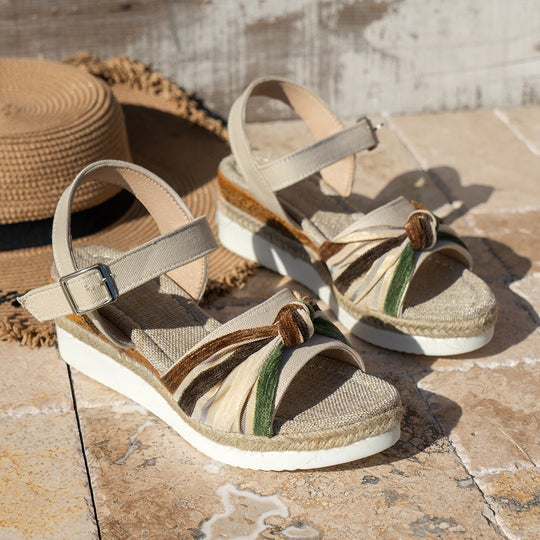 Damen Plateau-Sandalen mit modischem Riemendesign und komfortablem Fußbett R&B