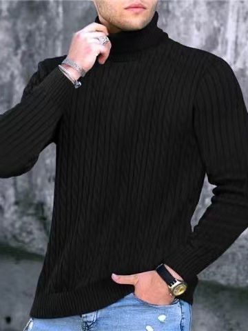 Herren Rollkragenpullover mit strukturiertem Strickmuster R&B