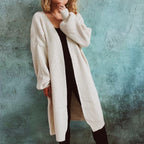 Damen Oversized Strickjacke mit tiefem V-Ausschnitt und lässigem Schnitt R&B