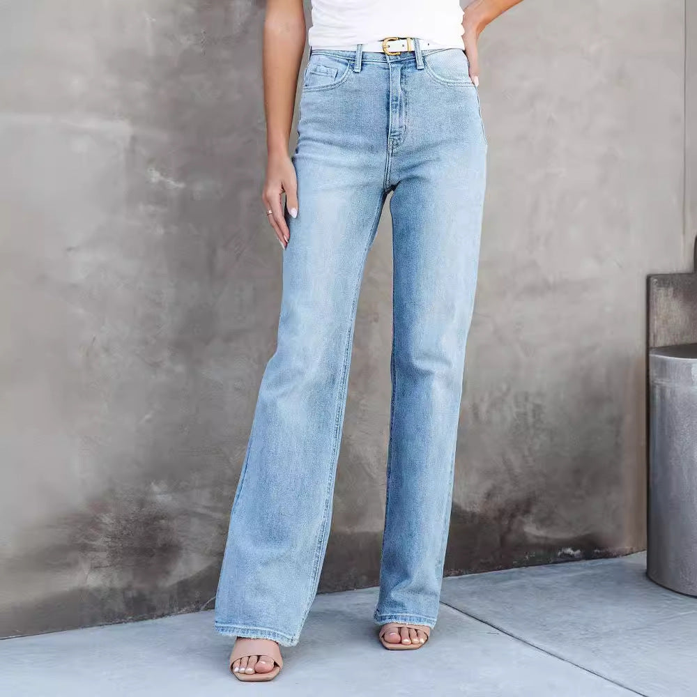 Damen High-Waist Bootcut Jeans mit raffinierter Waschung und bequemer Passform R&B